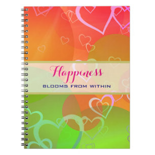 Caderno Espiral Felicidade Bloomos de Dentro - Corações Colorido