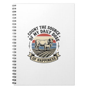 Caderno Espiral Felicidade de Vaca Camisa de Desenho Vetorial de F