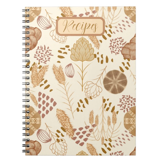 Caderno Espiral Felicidade em padaria: Artisan Bread &Barley, Beig (Frente)