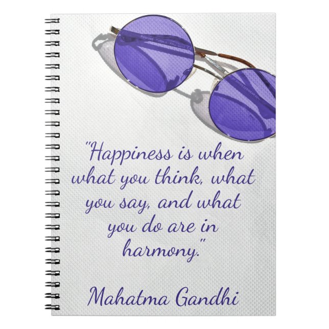 Caderno Espiral Felicidade Harmonia Mahatma Ghandi (Frente)