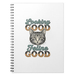 Caderno Espiral Felino com Ótima Aparência Design de Gato Vintage_