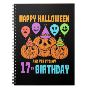Caderno Espiral Feliz aniversário de 17 anos no Halloween