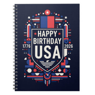 Caderno Espiral Feliz aniversário dos EUA 250