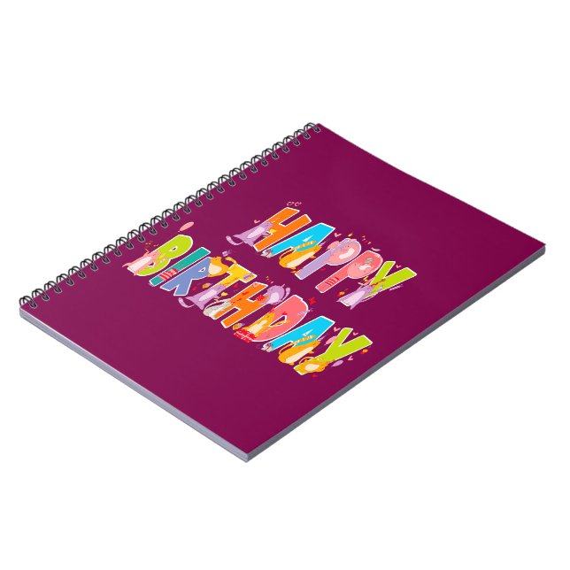 Caderno Espiral Feliz aniversário Engraçado Celebração do Dia do P (Left Side)