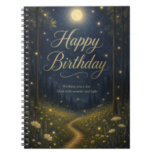 Caderno Espiral Feliz Aniversário Floresta Encantada Vagalume ao L