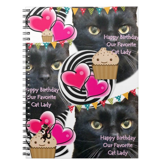 Caderno Espiral Feliz Aniversário, Lady Notebook (Frente)