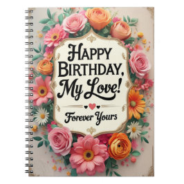 Caderno Espiral Feliz Aniversário Meu Amor - Romântico