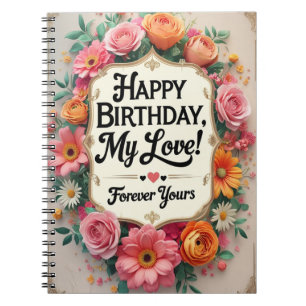 Caderno Espiral Feliz Aniversário Meu Amor - Romântico