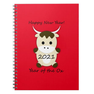 Caderno Espiral Feliz ano novo 2021 Ano do OX