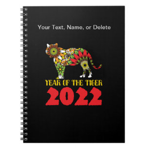 Caderno Espiral Feliz Ano Novo Chinês 2022 Ano do Tigre
