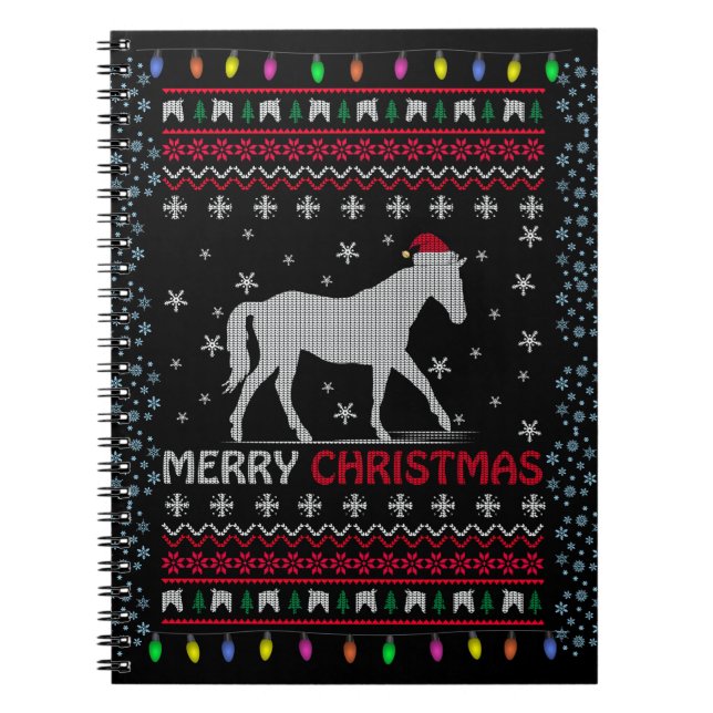 Caderno Espiral Feliz Cavalo de Natal com Papai Noel (Frente)