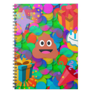Caderno Espiral feliz cocô de aniversário emoji