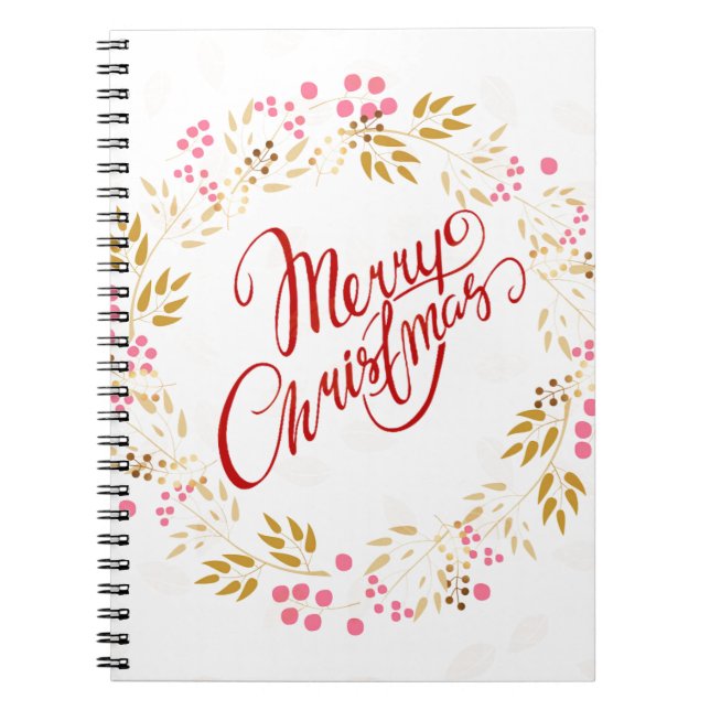 Caderno Espiral Feliz Cristmas Wreath (Frente)