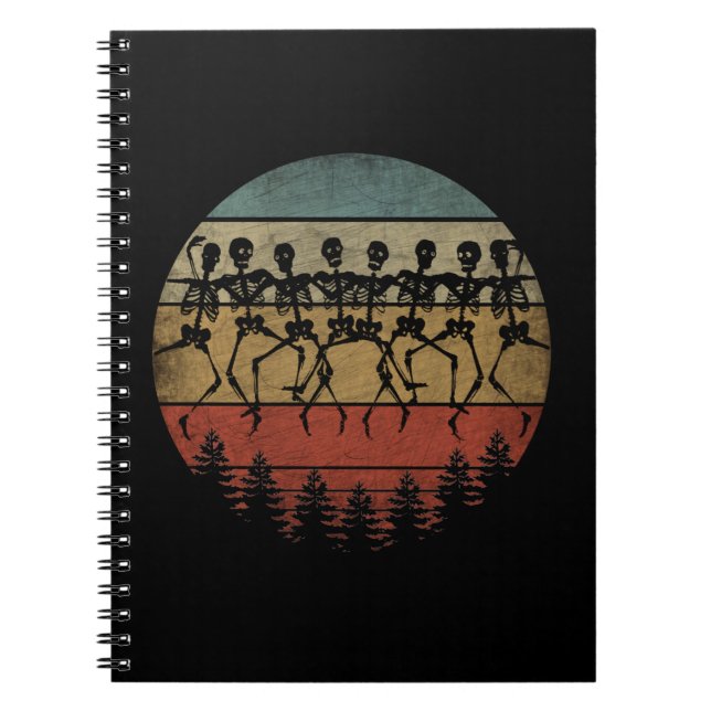 CADERNO ESPIRAL FELIZ DANÇA DE SKELETON HALLOWEEN (Frente)