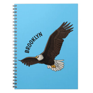 Caderno Espiral Feliz desenho animado de águia-calva voadora