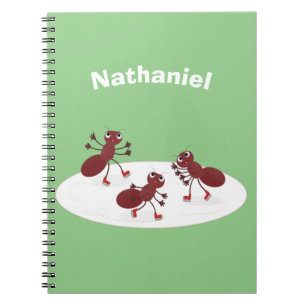 Caderno Espiral Feliz desenho das formigas vermelhas