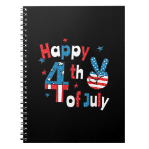 Caderno Espiral Feliz Dia da Independência em 4 de julho