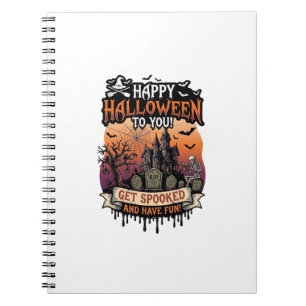 Caderno Espiral Feliz Dia das Bruxas Você Casa Assombrada Esquelet