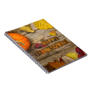 Caderno Espiral Feliz Dia de Ação de Graças de SlipperyJoe, abóbor