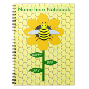 Caderno Espiral Feliz Dia de Aniversário do Bumblebee Personalizad