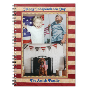 Caderno Espiral Feliz Dia de Independência Personalizado Patriótic