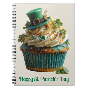 Caderno Espiral Feliz Dia de São Patrício Cupcake Sortudo