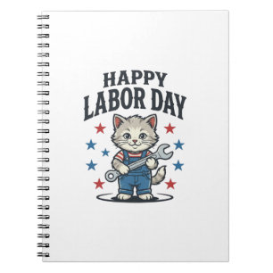 Caderno Espiral Feliz Dia do Trabalhador Gato Patriota Desenho Vin