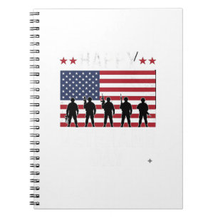 Caderno Espiral Feliz Dia dos Veteranos Silhueta da Bandeira Desen