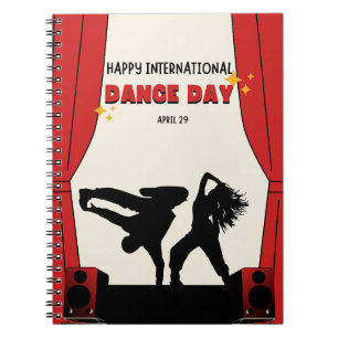 Caderno Espiral Feliz Dia Internacional da Dança   Dia Mundial da 