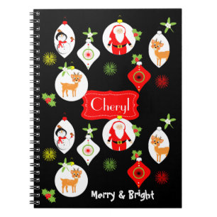 Caderno Espiral Feliz e Gráfico de Natal Brilhante