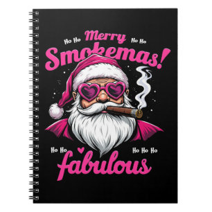 Caderno Espiral Feliz Fumaça Papais noeis Engraçados com Grande Ci