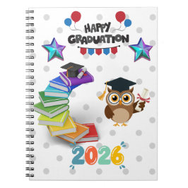 Caderno Espiral Feliz Graduação 2026 - Coruja Fofa & Livros