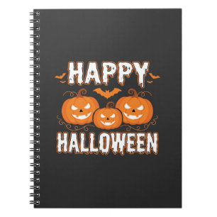 Caderno Espiral Feliz Halloween Abóbora Morcego Vetor