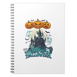 Caderno Espiral Feliz Halloween Castelo Assombrado Abóboras Fantas