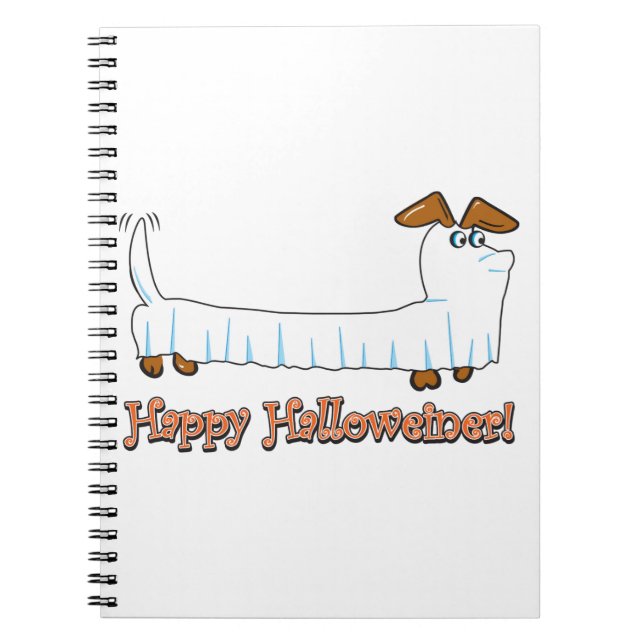 Caderno Espiral Feliz Halloween Dachshund (Frente)