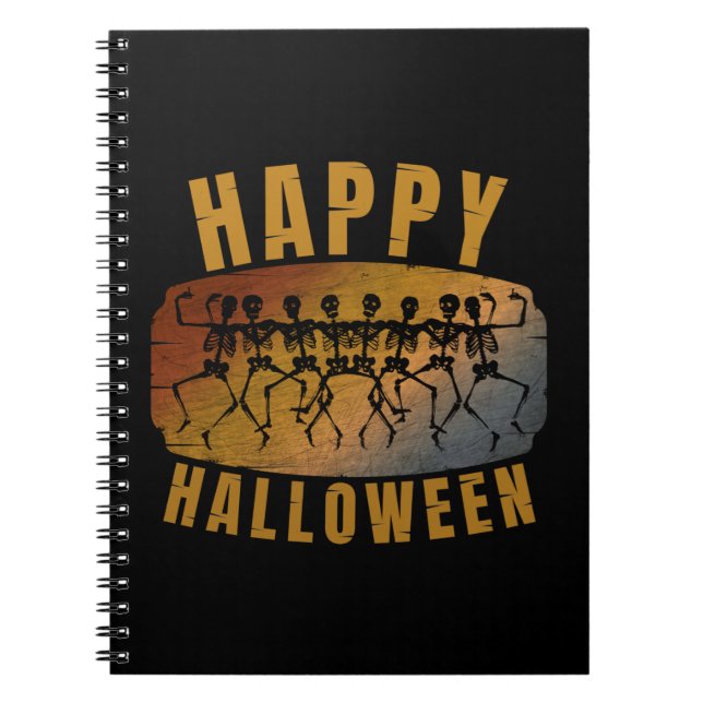 CADERNO ESPIRAL FELIZ HALLOWEEN DANCING SKELETON (Frente)