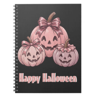 Caderno Espiral Feliz Halloween Pinkoween Trio de Abóboras Vintage