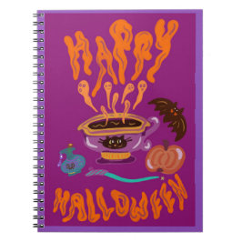 Caderno Espiral Feliz Halloween potion café bruxa