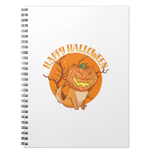 Caderno Espiral Feliz Halloween Pumpkin Pomerânia Cão Amor Anima