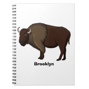 Caderno Espiral Feliz ilustração de búfalo bisonte americano 
