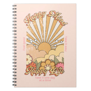 Caderno Espiral Feliz Mente Feliz Vida Hippy Groovy Vibes