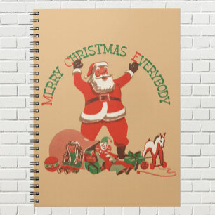 Caderno Espiral Feliz Natal a todos! Vintage Santa Claus