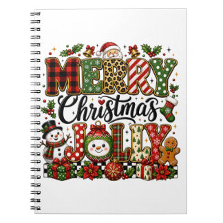 Caderno Espiral Feliz Natal Alegre Fofo