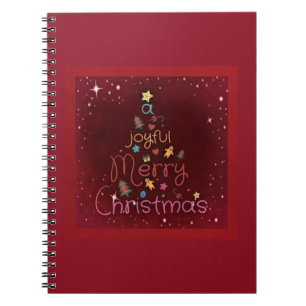 Caderno Espiral Feliz Natal alegre que cumprimenta no vermelho