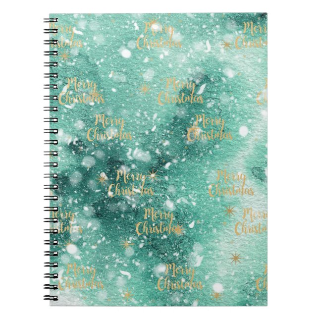 Caderno Espiral Feliz Natal Com Flocos de Neve (Frente)