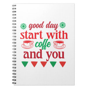 Caderno Espiral Feliz Natal Comece Com Café E Você
