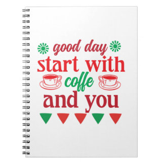 Caderno Espiral Feliz Natal Comece Com Café E Você