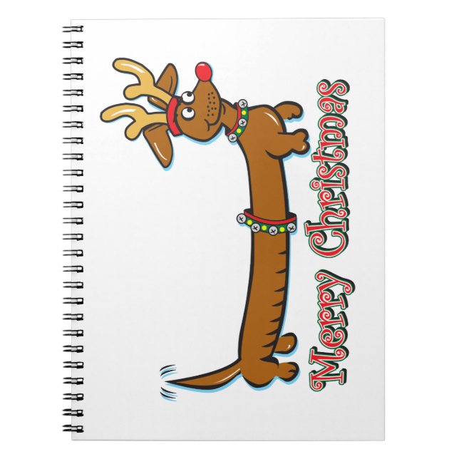 Caderno Espiral Feliz Natal Doxie (Frente)