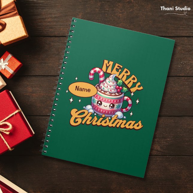 Caderno Espiral Feliz Natal Família de Mug de Chocolate Quente Bon (Criador carregado)
