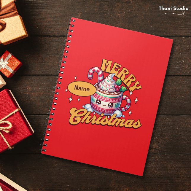 Caderno Espiral Feliz Natal Família de Mug de Chocolate Quente Bon (Criador carregado)